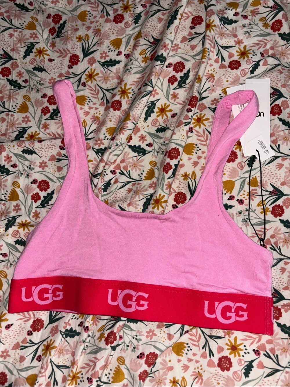 UGG Pink Bralette with Red Logo Band
